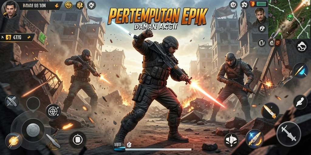 Screenshot 47F menampilkan aksi pertempuran yang mendebarkan.