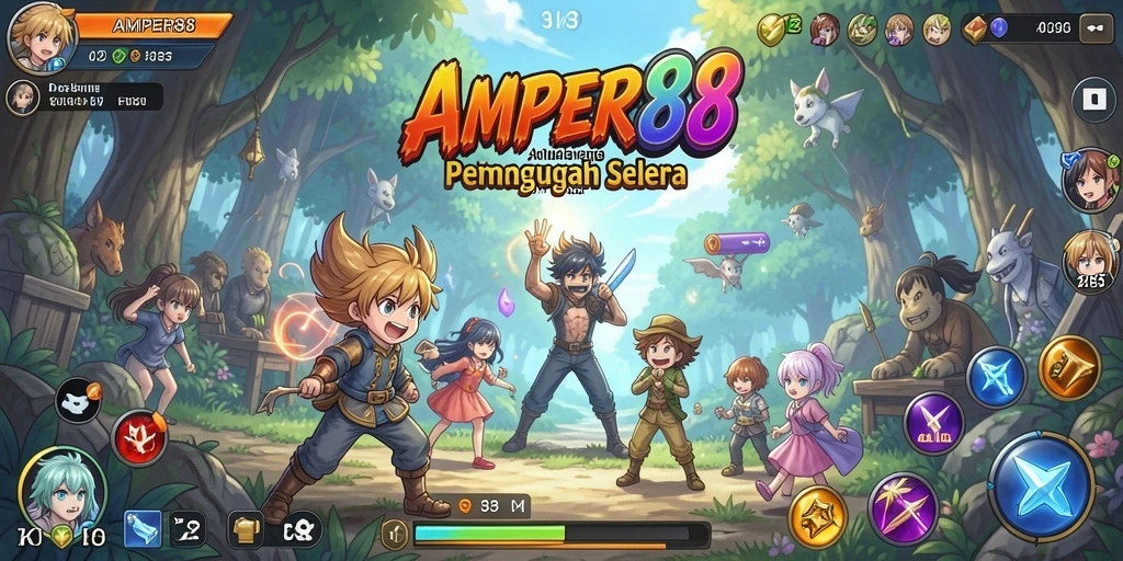 Screenshot utama AMPER88 menampilkan aksi seru dalam dunia anime.