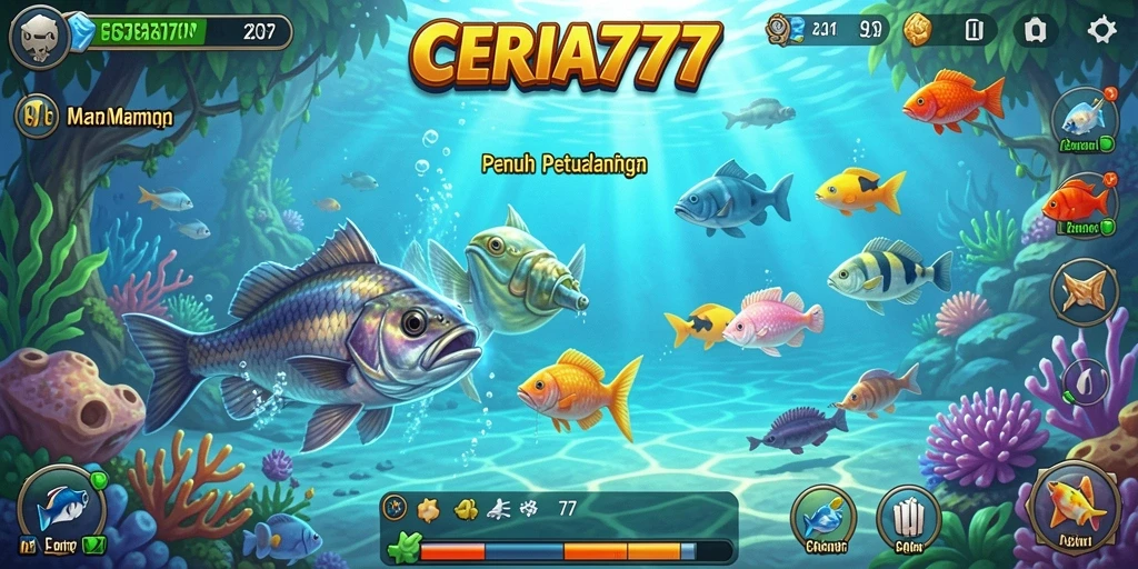 Tampilan menakjubkan dari gameplay CERIA777 yang penuh dengan aksi memancing.