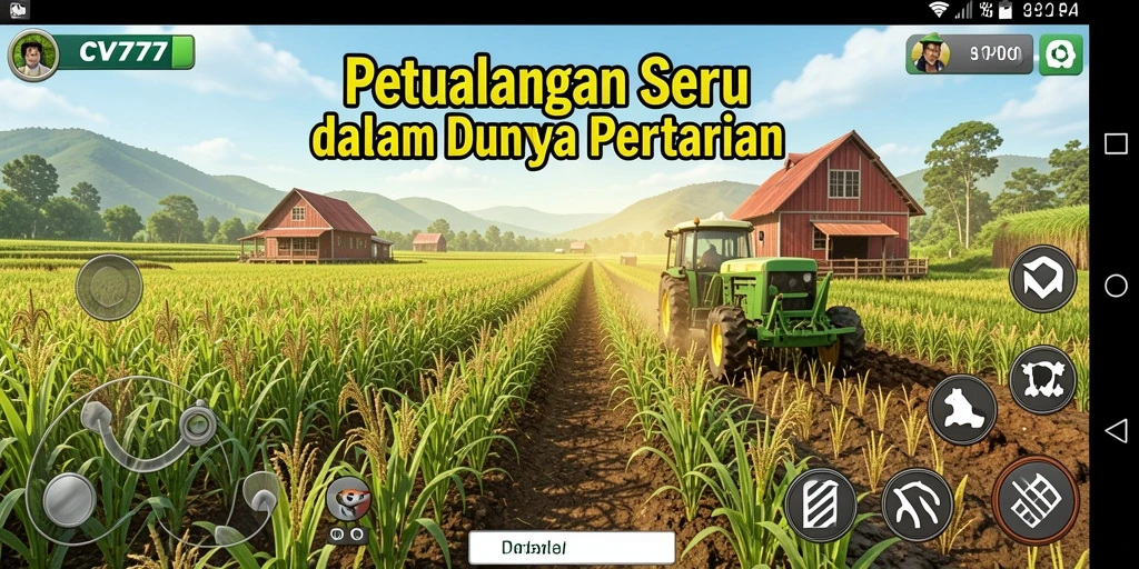 Tampilan gameplay seru dalam CV777 dengan aktivitas bertani.