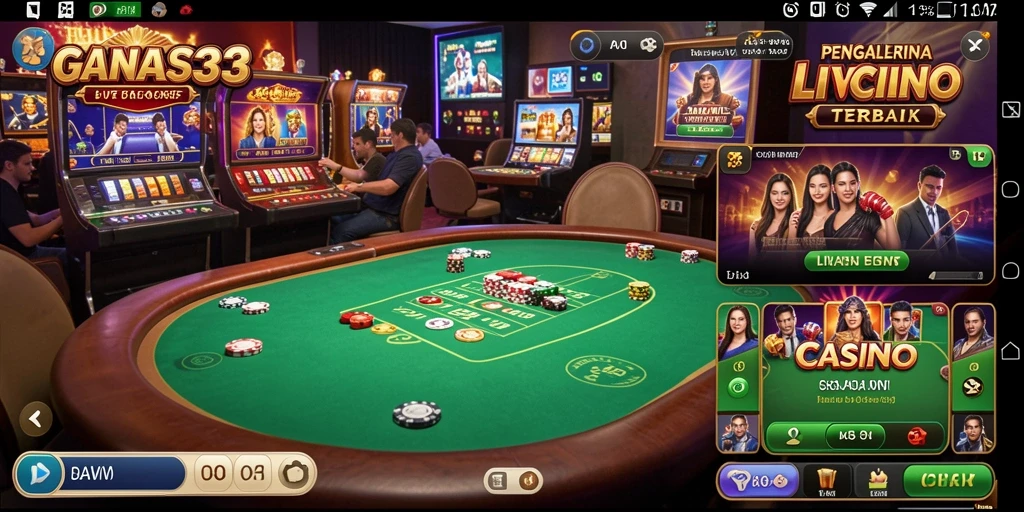 Screenshot utama GANAS33 menampilkan suasana gameplay Live Casino yang seru.