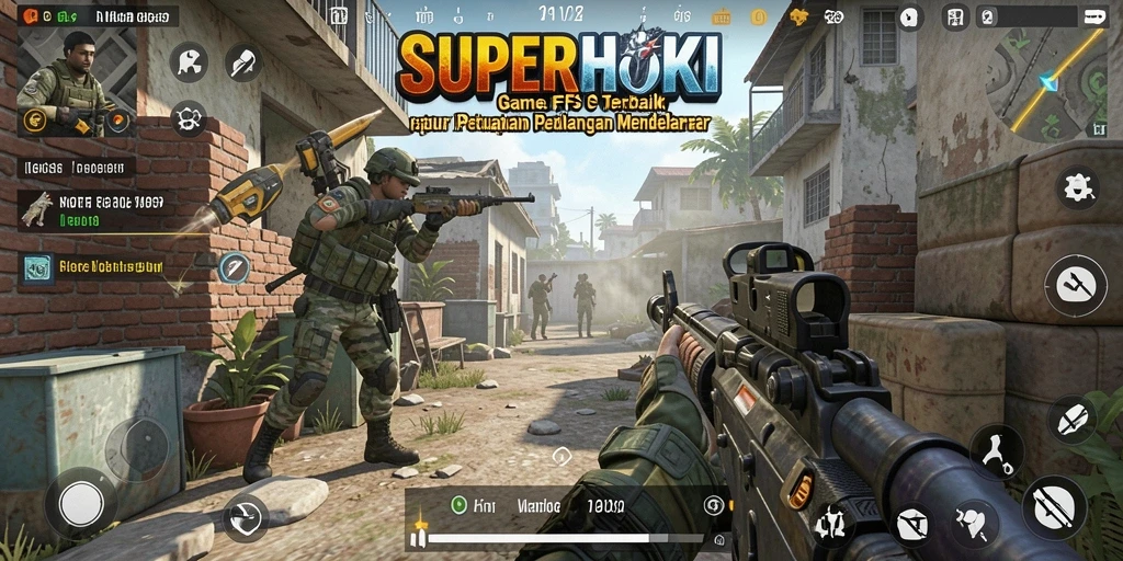 Tangkapan layar gameplay intens di dalam <strong>SUPERHOKI</strong> yang menunjukkan aksi FPS yang mendebarkan.