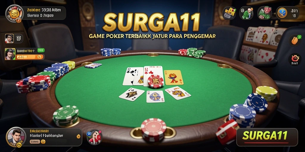 Screenshot SURGA11 menampilkan aksi intens permainan poker yang mendebarkan.